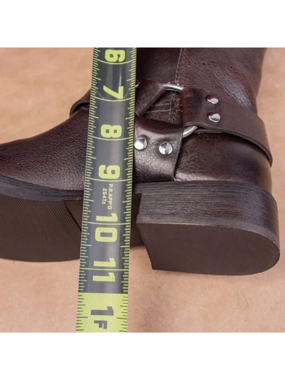 Tory Burch Women Double T Moto Fashion Dark Brown Leather Harness Boots sz 6